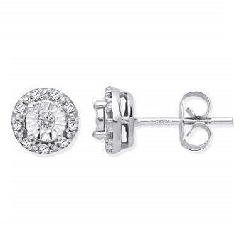 9K White Gold & 0.13 CTW Diamond Stud Earrings - Pobjoy Diamonds