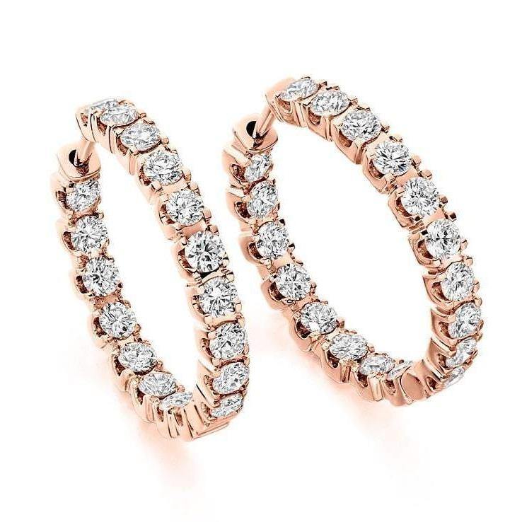 18K Gold Diamond Hoop Earrings 2.00 Carats