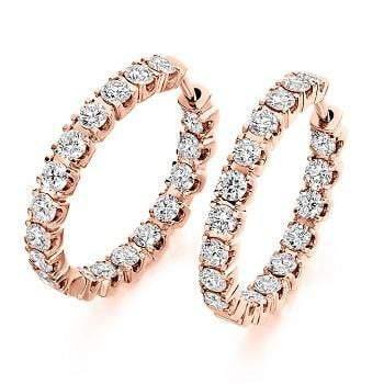 18K Gold Diamond Hoop Earrings 2.00 Carats