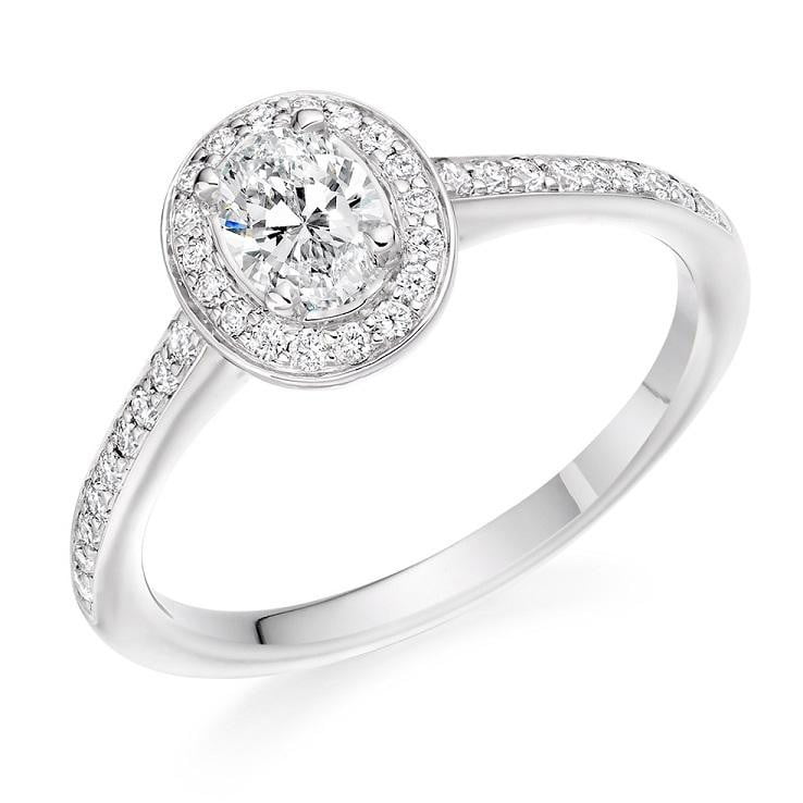 Pobjoy Oval Cut Halo Diamond Engagement Ring 0.55 CTW D/VS