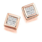 18K Gold Princess Cut Diamond Stud Earrings - Pobjoy Diamonds