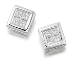 18K Gold Princess Cut Diamond Stud Earrings - Pobjoy Diamonds