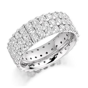 950 Platinum Three Row 3.10 CTW Diamond Full Eternity Ring From Pobjoy