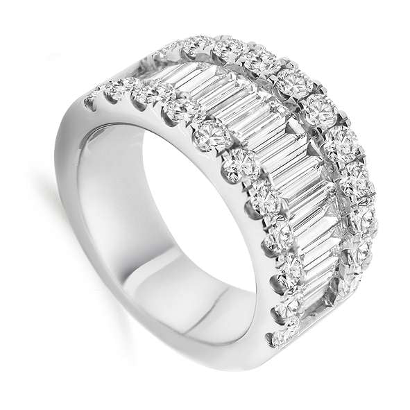 Channel Set Baguette & Round Cut Diamond Half Eternity 3.60 Carat - Pobjoy Diamonds