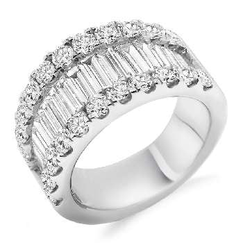 Channel Set Baguette & Round Cut Diamond Half Eternity 3.60 Carat - Pobjoy Diamonds