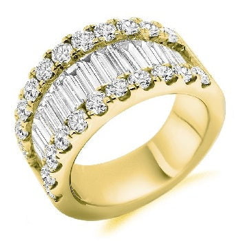 Channel Set Baguette & Round Cut Diamond Half Eternity 3.60 Carat - Pobjoy Diamonds