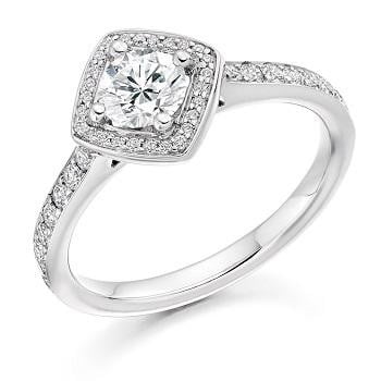 Brilliant Round Cut 0.85 CTW Halo Diamond Engagement Ring F/VS