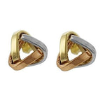 9K THree Colour Gold Triangular Knot Stud Earrings Pobjoy