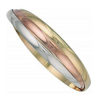 9K Gold Ladies Russian Three Colour Bangle 24g - Pobjoy Diamonds