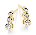 Gold 0.20 Carat Triple Diamond Drop Earrings - Pobjoy Diamonds