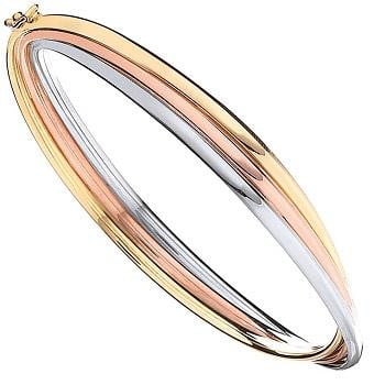 9K Yellow, Rose & White Gold Russian Bangle - Pobjoy Diamonds