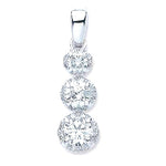 18K White Gold Trilogy Diamond Pendant & Necklace - Pobjoy Diamonds