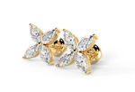 18K Yellow Gold Marquise Cut Diamond Stud Earrings