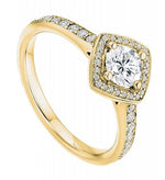 Round Brilliant Cut 0.85 CTW Diamond Halo & Shoulders Engagement Ring F/VS-Verbier - Pobjoy Diamonds