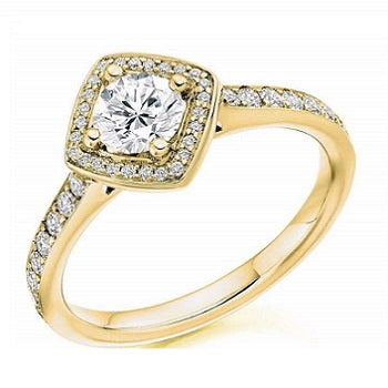 Round Brilliant Cut 0.85 CTW Diamond Halo & Shoulders Engagement Ring F/VS-Verbier - Pobjoy Diamonds