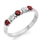 18K White Gold Ruby & Diamond Half Eternity Ring 0.61 CTW - Pobjoy Diamonds