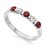 18K White Gold Ruby & Diamond Half Eternity Ring 0.61 CTW - Pobjoy Diamonds