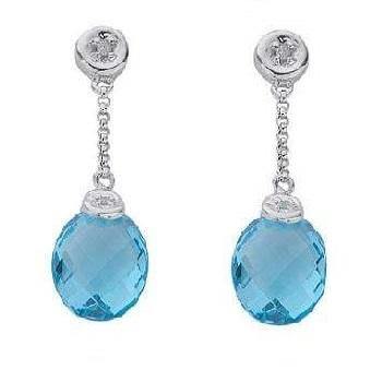 9K White Gold Diamond & Topaz Drop Earrings - Pobjoy Diamonds