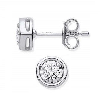 9K White Gold & 0.25 CTW Diamond Stud Earrings G-H/Si - Pobjoy Diamonds