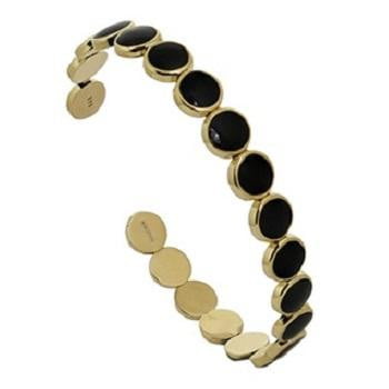 9K Yellow Gold & Enamel Circles Ladies Torque Bangle - Pobjoy Diamonds