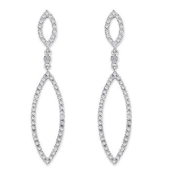 9K White Gold 0.50 Carat Marquise Diamond Drop Earrings  - Pobjoy Diamonds