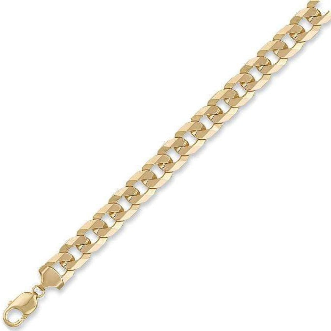 9K Yellow Gold Mens Heavyweight Classic Flat Curb Bracelet - Pobjoy Diamonds