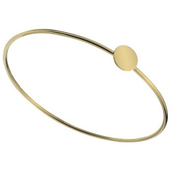 Gender Free 9K Yellow Gold Single Disc Bangle