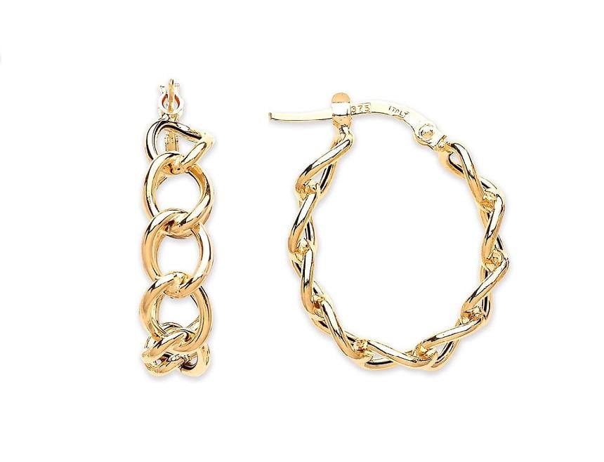 9K Yellow Gold Ladies Link Earrings-Pobjoy Diamonds