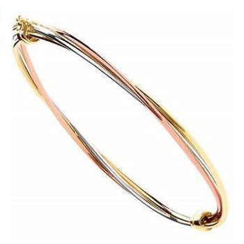 9K Gold Ladies Hollow Tube Hinged Russian Bangle - Pobjoy Diamonds