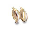 9K Gold Russian Three Colour Hoop Earrings - Pobjoy Diamonds