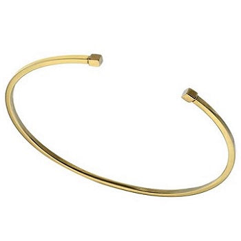 9K Yellow Gold Square Edge Torque Ladies Bangle - Pobjoy Diamonds