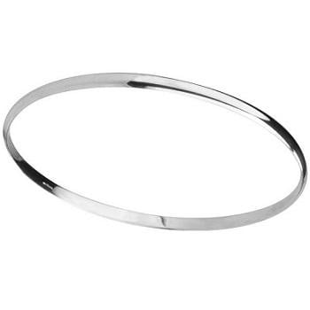 9K White Gold D-Shaped Ladies Bangle 3.4MM - Pobjoy Diamonds