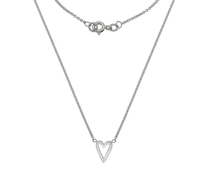 9K White Gold Heart Pendant Necklace - Pobjoy Diamonds