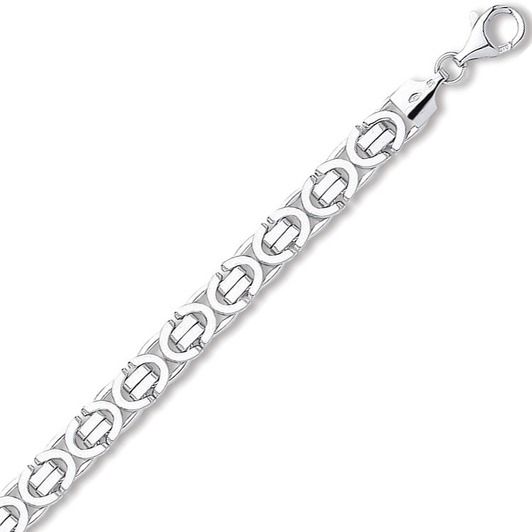 Flat Byzantine Mens White Gold Bracelet-Pobjoy Diamonds