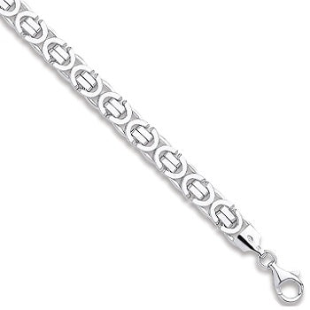 Flat Byzantine Mens White Gold Bracelet-Pobjoy Diamonds