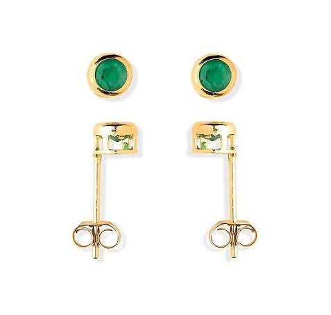 9K Yellow Gold & Emerald Small Stud Earrings - Pobjoy Diamonds