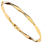 9K Yellow Gold Hollow Twist Ladies Hinged Bangle - Pobjoy Diamonds