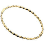 9K Yellow Gold Solid Hinged Square Twisted Bangle - Pobjoy Diamonds