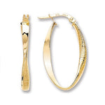 9K Yellow Gold Twisted & Ribbed Hoop Earrings-Pobjoy