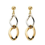 9K White & Yellow Gold Ladies Drop Earrings-Pobjoy