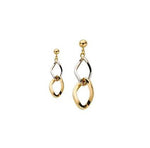 9K White & Yellow Gold Ladies Drop Earrings-Pobjoy