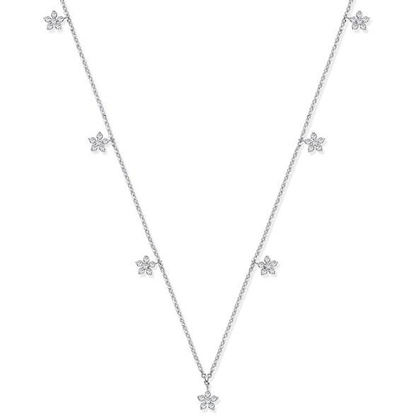 9K White Gold Diamond Florets Necklace-Pobjoy Diamonds