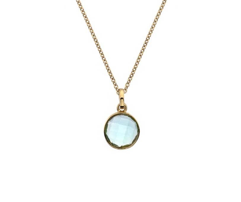 9K Yellow Gold Ladies Round Topaz Pendant & Neck Chain - Pobjoy Diamonds