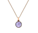 9K Rose Gold Ladies Round Amethyst Pendant & Neck Chain - Pobjoy Diamonds