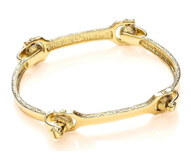 9K Yellow Gold Ladies Bone Bangle - Pobjoy Diamonds