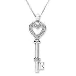 9K White Gold & DIamond Key Pendant From Pobjoy Diamonds