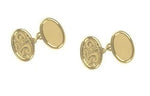 9K Yellow Gold Paisley Oval Chain Link Cufflinks - Pobjoy Diamonds