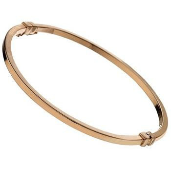 9K Rose Gold Hollow Square Edge Ladies Hinged Bangle - Pobjoy Diamonds