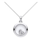 9K White Gold Circle & Heart Diamond Pendant - Pobjoy Diamonds