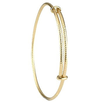 9K Yellow Gold Child's Textured Bangle - Pobjoy Diamonds